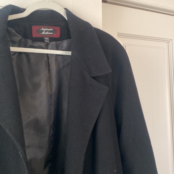 Stephanie Mathew’s Women's Black Long Coat 100% Wool - large - Picture 3 of 8